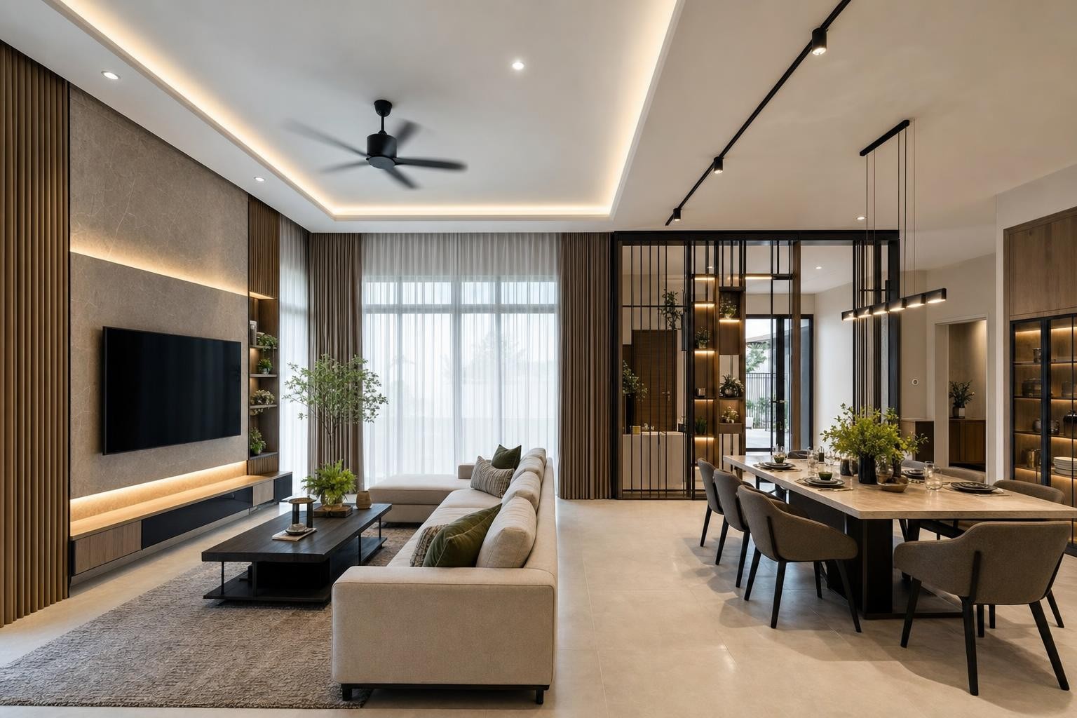 residential show-apartment living and dining room — concept study