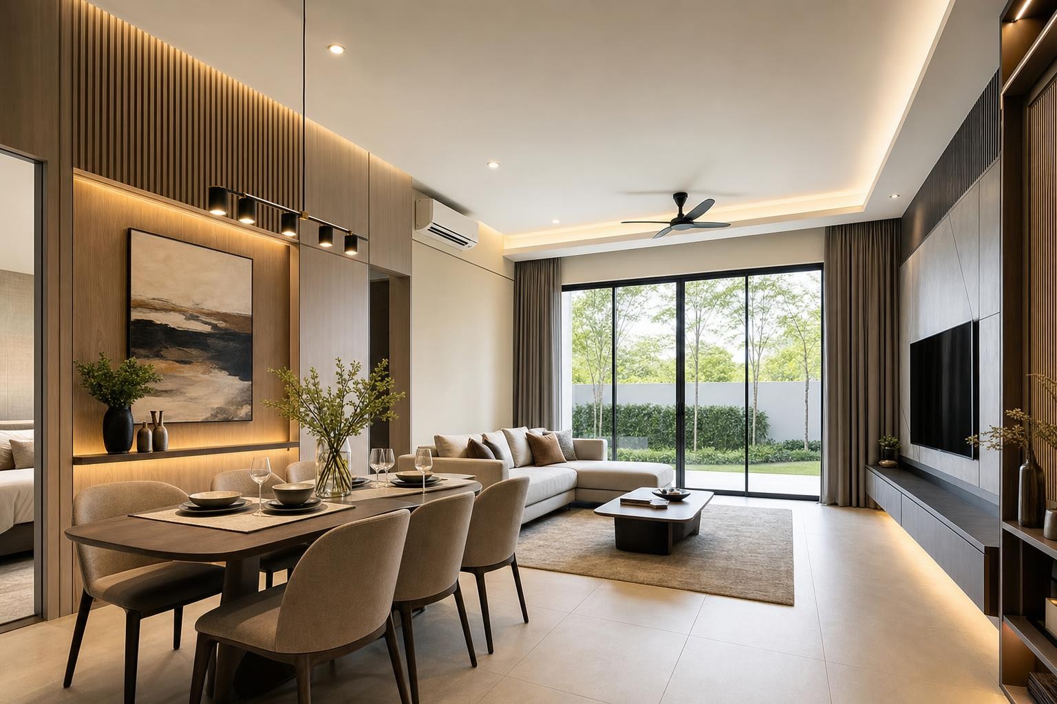 residential show-apartment living and dining room — concept study