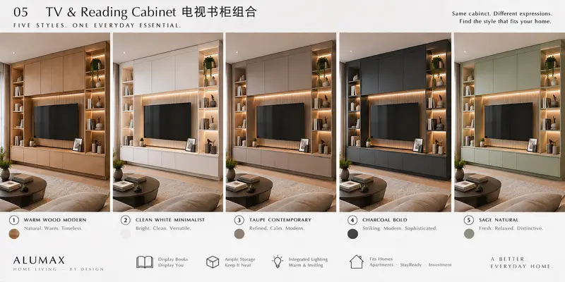 TV & reading cabinet · five finishes