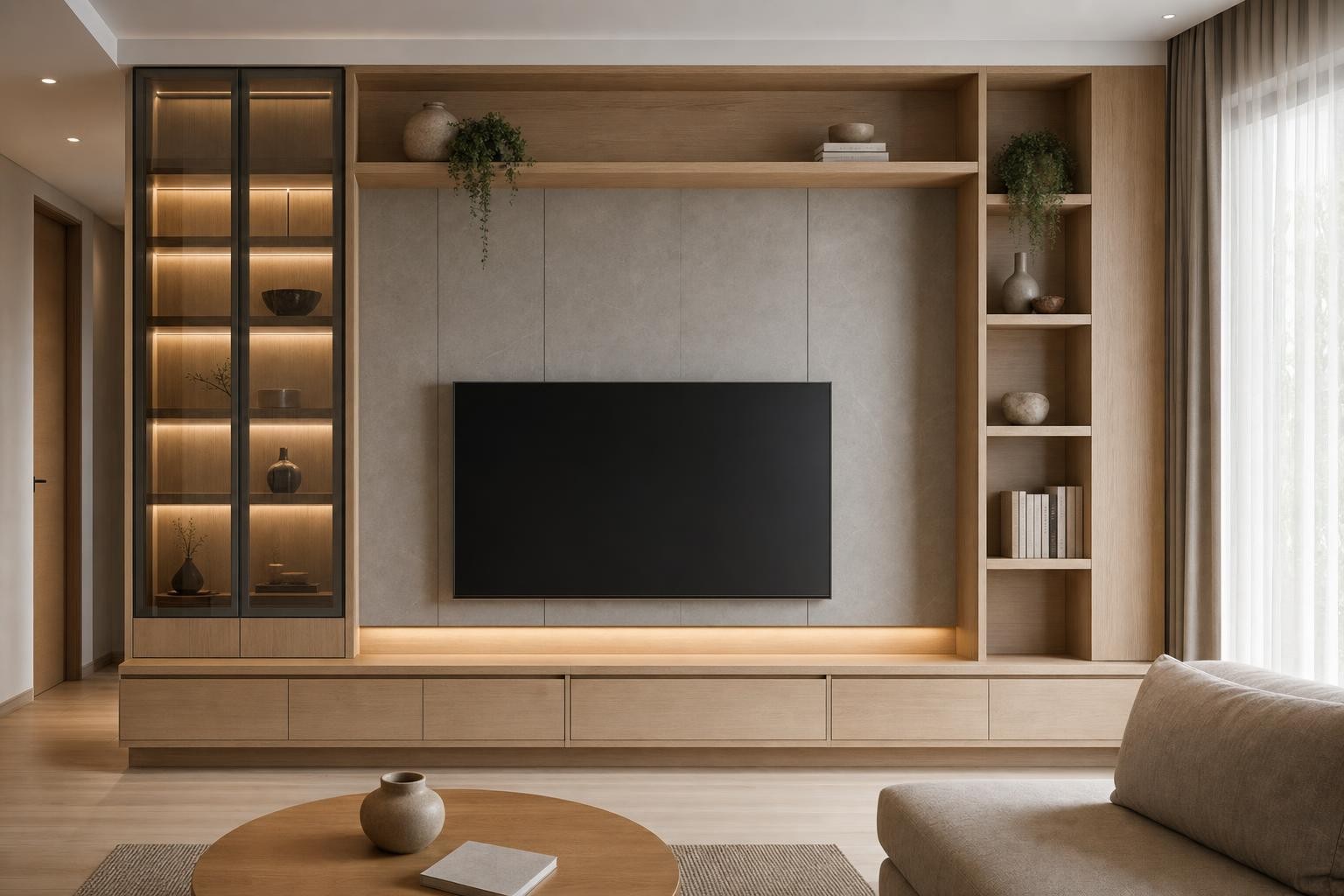 Muji Japandi · TV feature wall