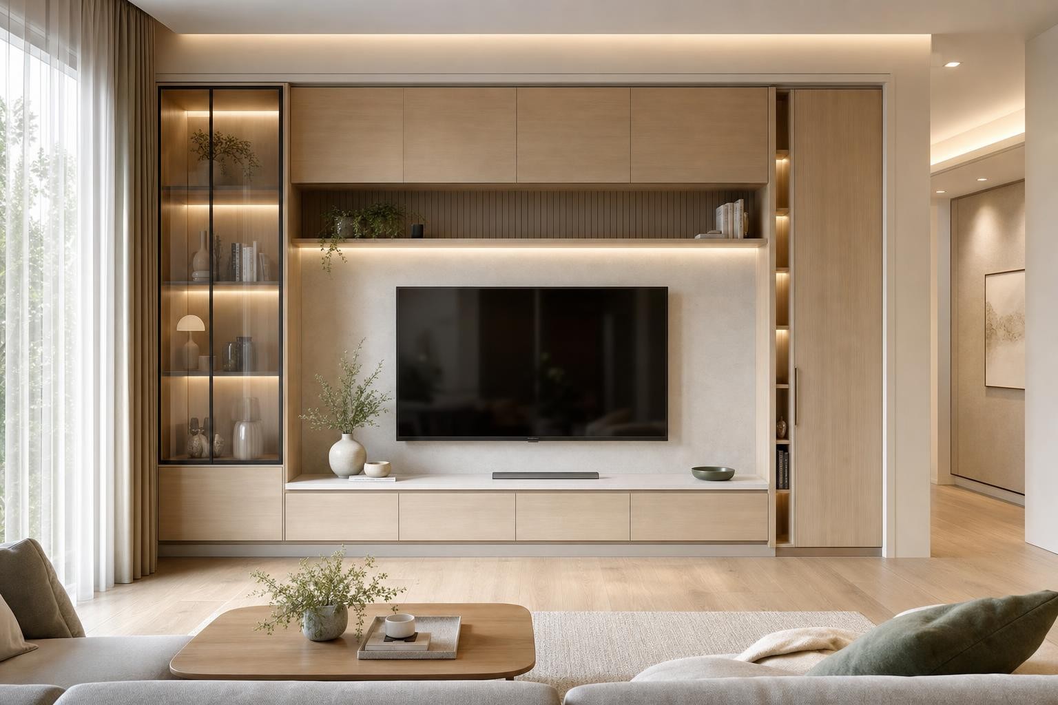 Muji Japandi · TV feature wall