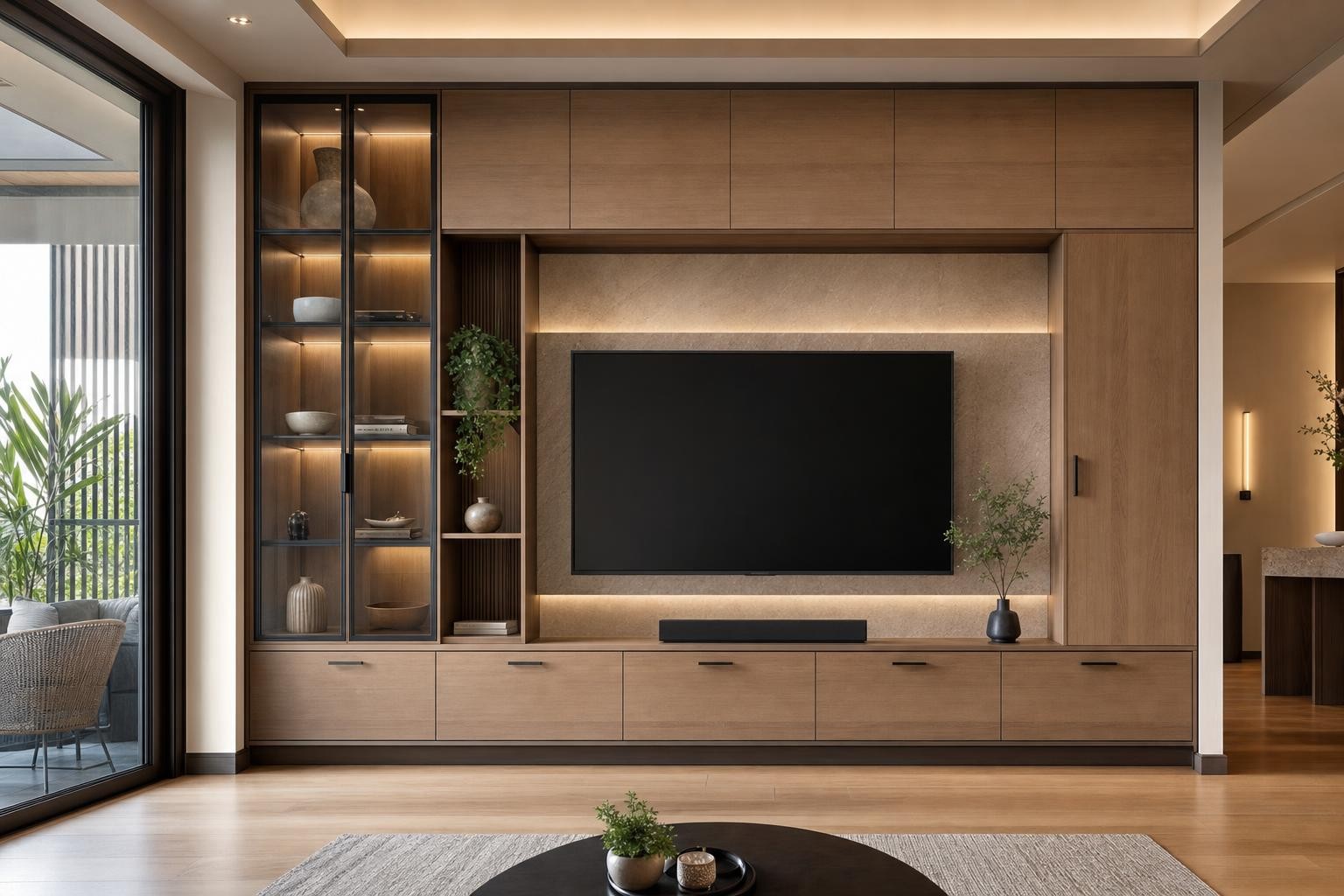 Warm Wood Modern · TV feature wall