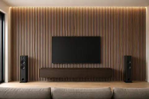 Visible acoustic treatment — Timber slats