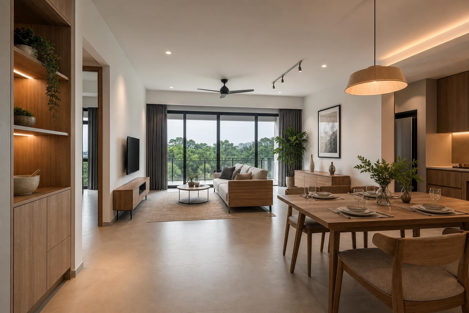 condo living and dining room — concept study