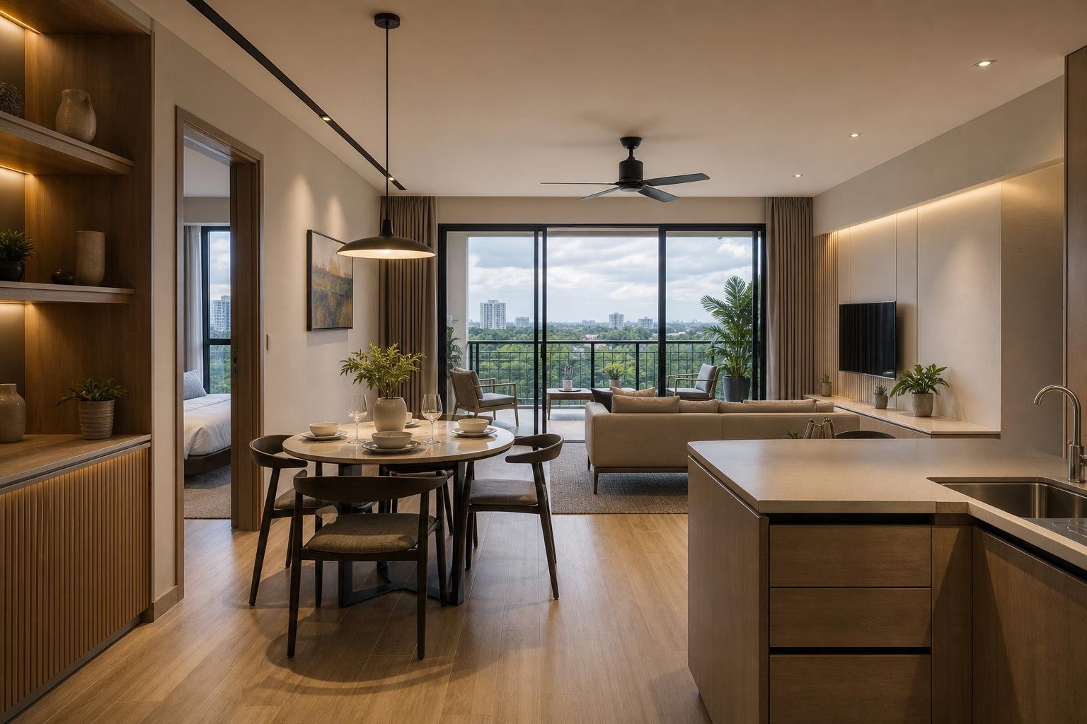 condo living and dining room — concept study