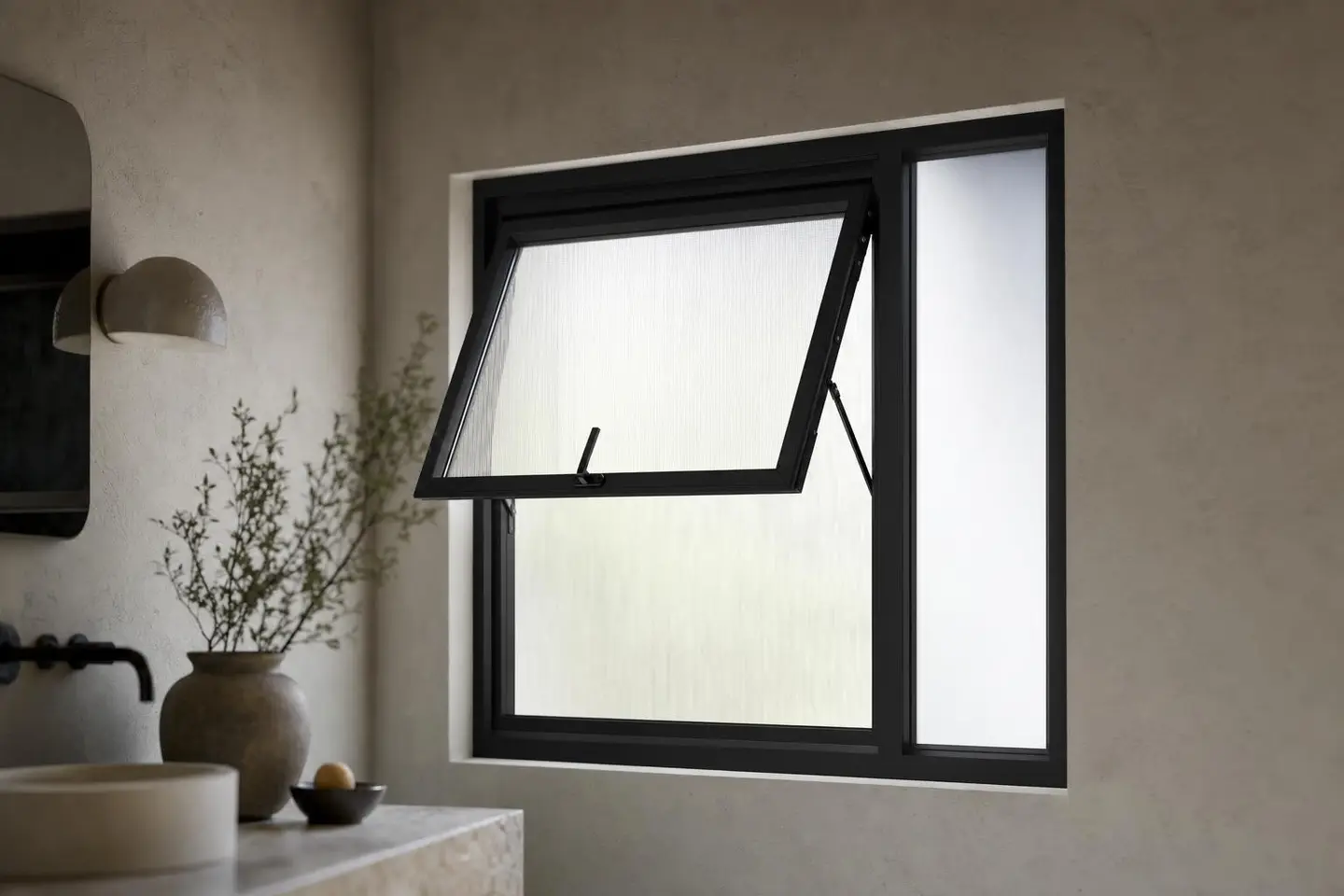 Awning window design concept — Japandi style