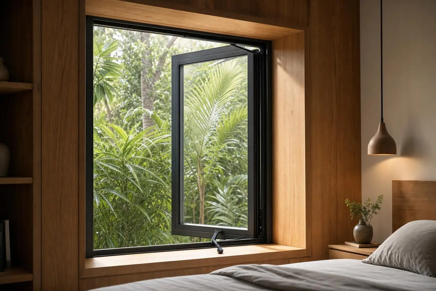 Casement window design concept — Warm Wood Modern style