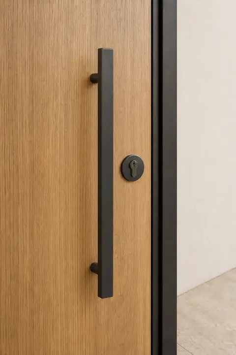 Opening-hardware close-up — Pull deadbolt