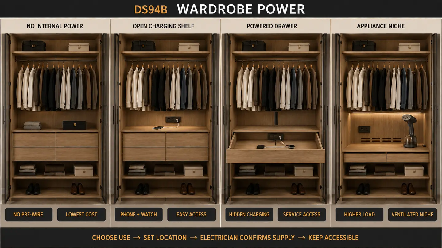 Wardrobe Power — design options shown side by side