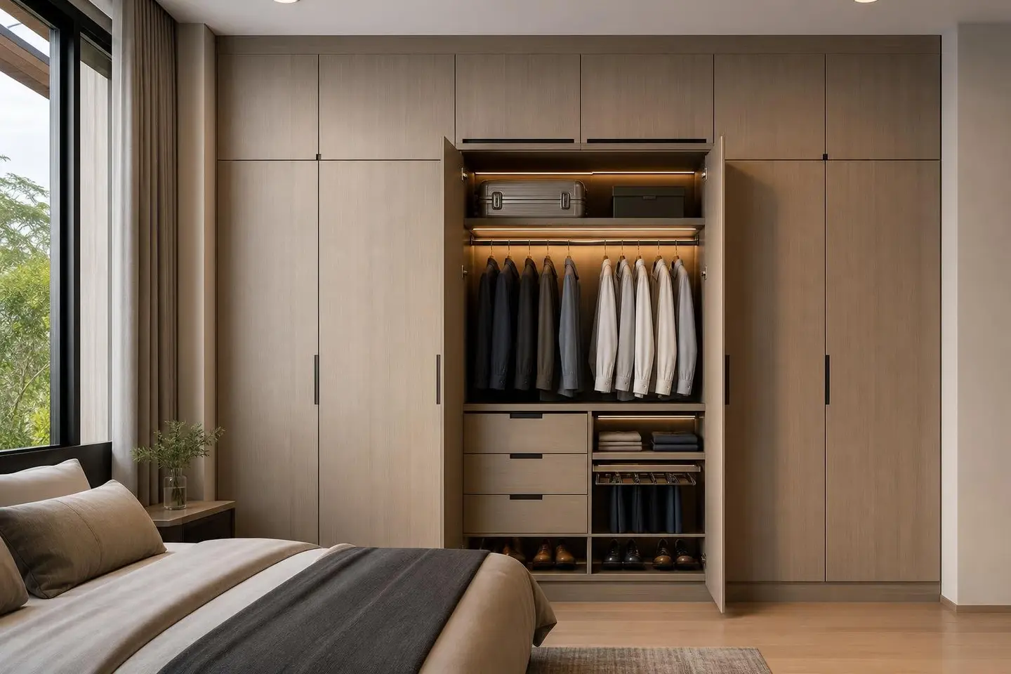 Wardrobes concept render — Muji Japandi style